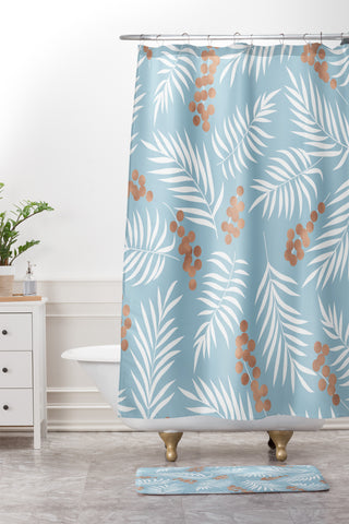 Emanuela Carratoni Pastel Mistletoe Shower Curtain And Mat