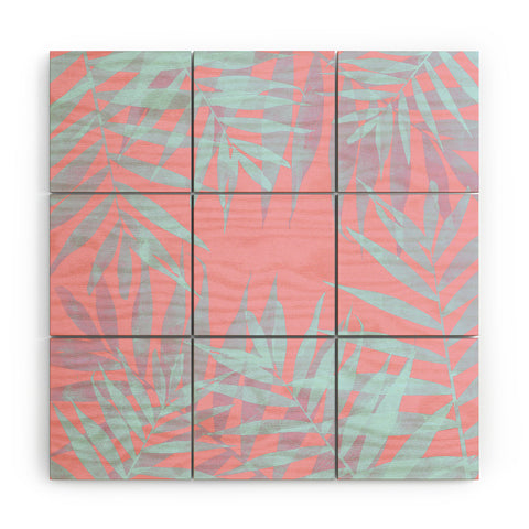 Emanuela Carratoni Pink and Blue Tropicana Wood Wall Mural