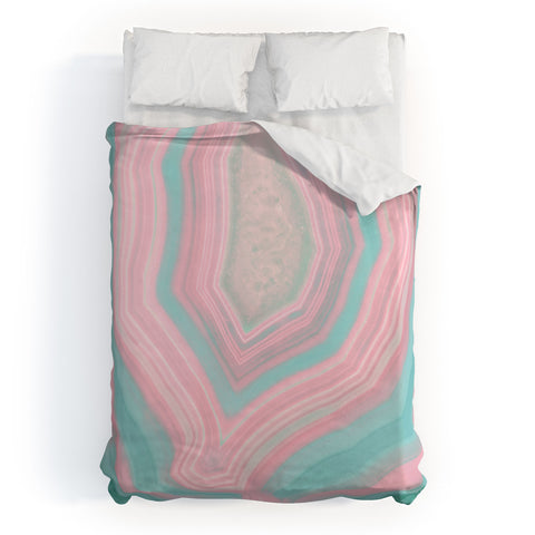 Emanuela Carratoni Pink and Teal Agate Duvet Cover