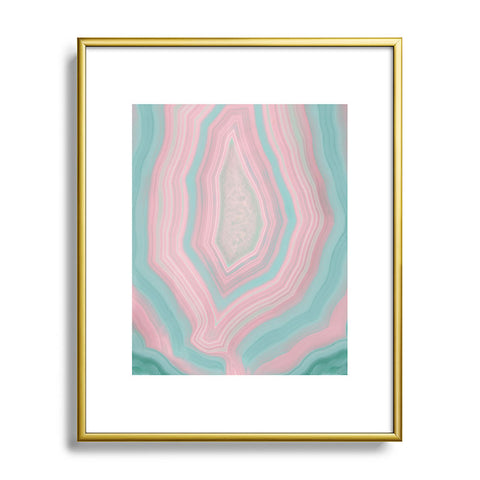 Emanuela Carratoni Pink and Teal Agate Metal Framed Art Print
