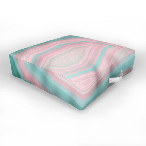 Emanuela Carratoni Pink and Teal Agate Outdoor Floor Cushion