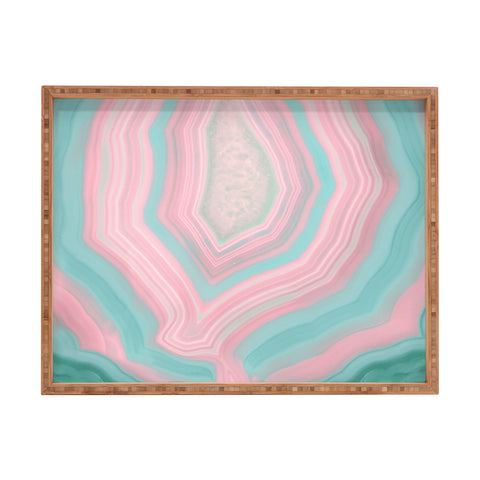 Emanuela Carratoni Pink and Teal Agate Rectangular Tray