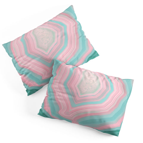 Emanuela Carratoni Pink and Teal Agate Pillow Shams