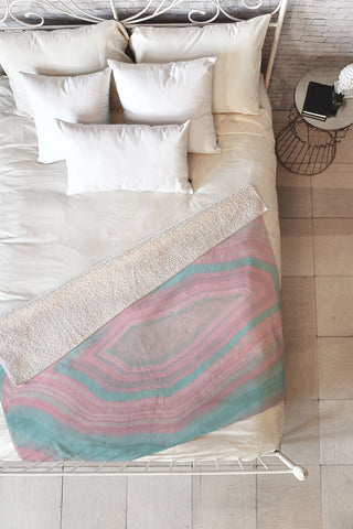 Emanuela Carratoni Pink and Teal Agate Fleece Throw Blanket