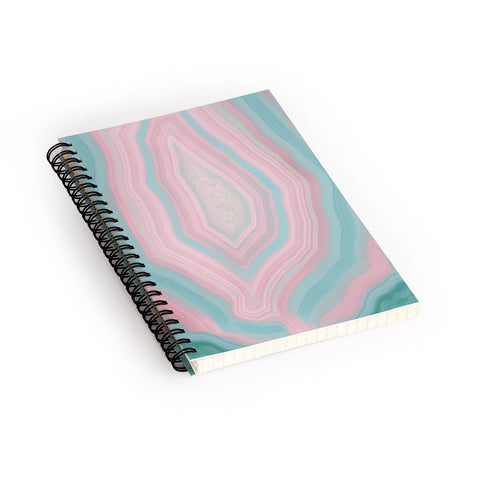 Emanuela Carratoni Pink and Teal Agate Spiral Notebook
