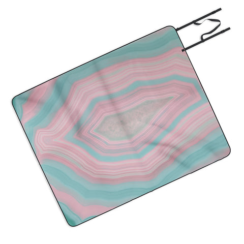 Emanuela Carratoni Pink and Teal Agate Picnic Blanket