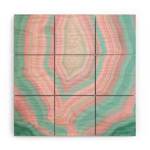 Emanuela Carratoni Pink and Teal Agate Wood Wall Mural