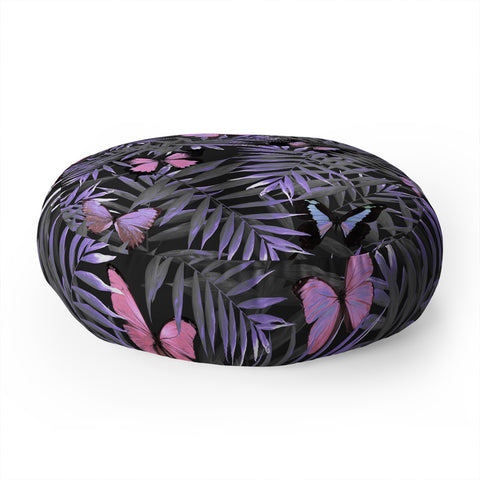 Emanuela Carratoni Pink Butterflies Dance Floor Pillow Round