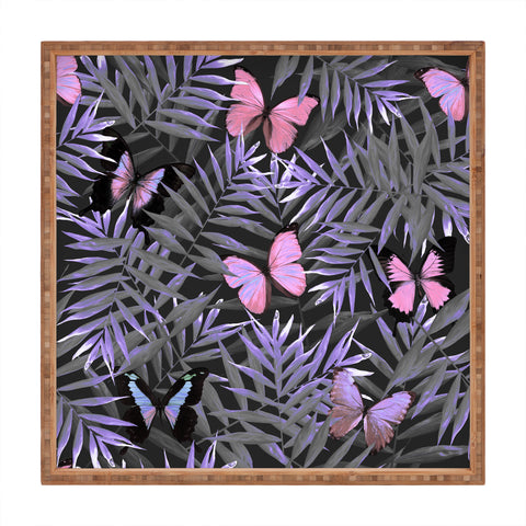 Emanuela Carratoni Pink Butterflies Dance Square Tray