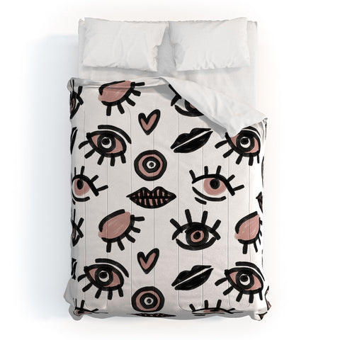 Emanuela Carratoni Pink Eyes Comforter