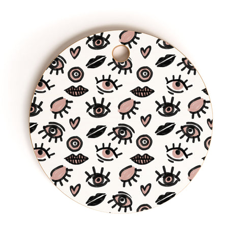 Emanuela Carratoni Pink Eyes Cutting Board Round