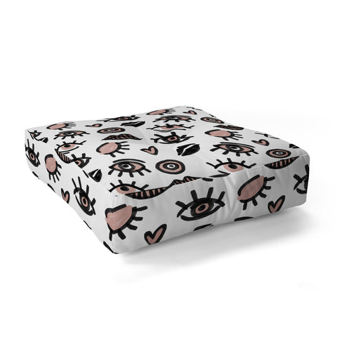 Emanuela Carratoni Pink Eyes Floor Pillow Square
