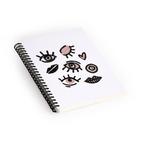 Emanuela Carratoni Pink Eyes Spiral Notebook