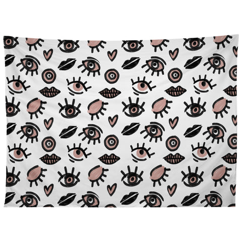 Emanuela Carratoni Pink Eyes Tapestry