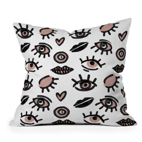 Emanuela Carratoni Pink Eyes Throw Pillow