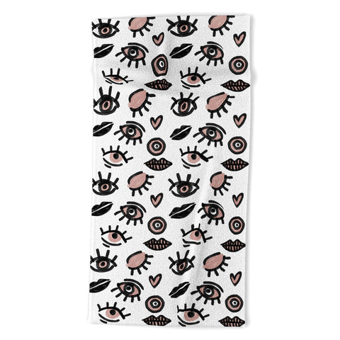 Emanuela Carratoni Pink Eyes Beach Towel
