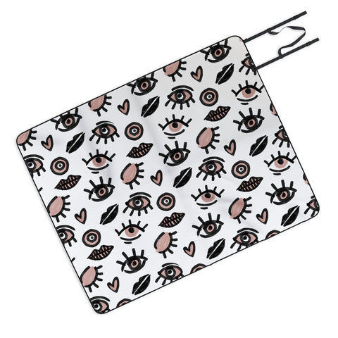 Emanuela Carratoni Pink Eyes Picnic Blanket