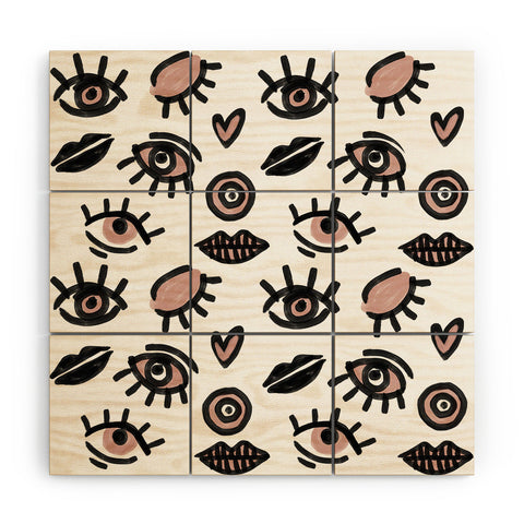 Emanuela Carratoni Pink Eyes Wood Wall Mural