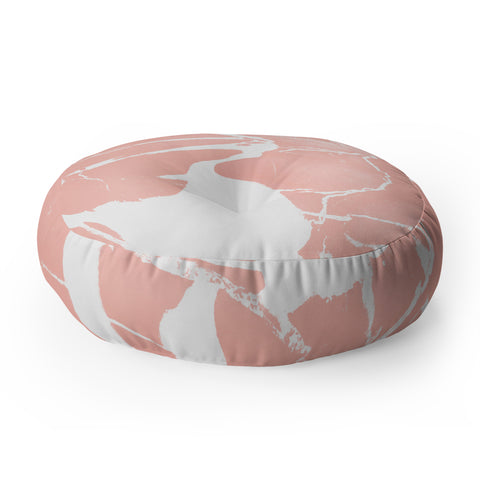 Emanuela Carratoni Pink Marble with White Floor Pillow Round