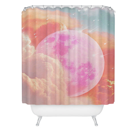 Emanuela Carratoni Pink Moon Landscape Shower Curtain