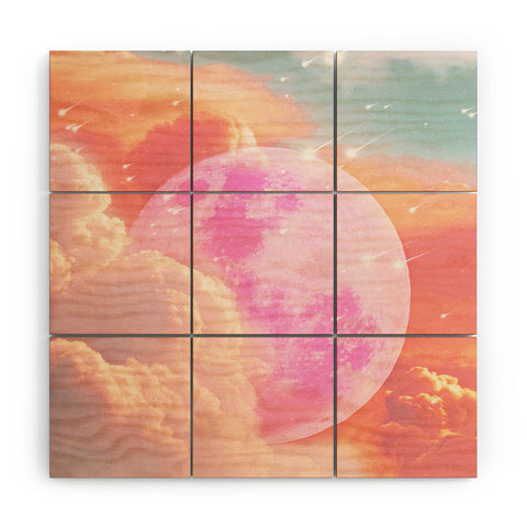 Emanuela Carratoni Pink Moon Landscape Wood Wall Mural
