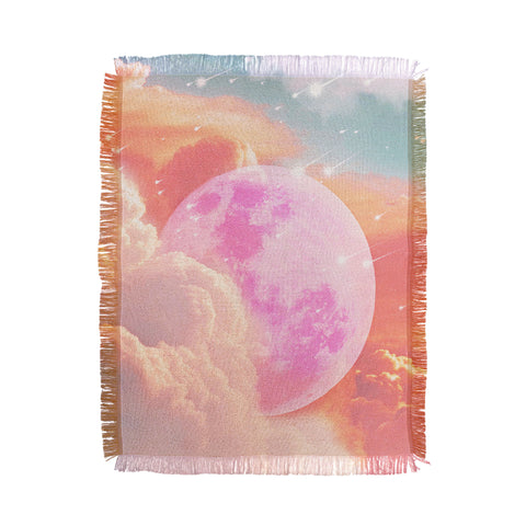 Emanuela Carratoni Pink Moon Landscape Throw Blanket