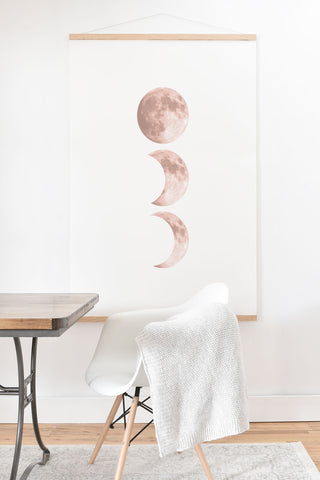 Emanuela Carratoni Pink Moon on White Art Print And Hanger