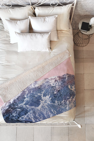Emanuela Carratoni Pink Mountains Fleece Throw Blanket
