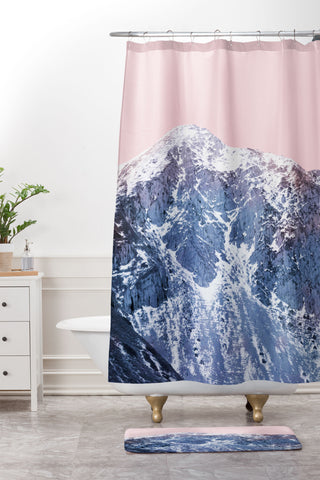 Emanuela Carratoni Pink Mountains Shower Curtain And Mat