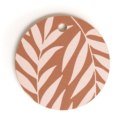 Emanuela Carratoni Pink Palms on Baked Earth Cutting Board Round