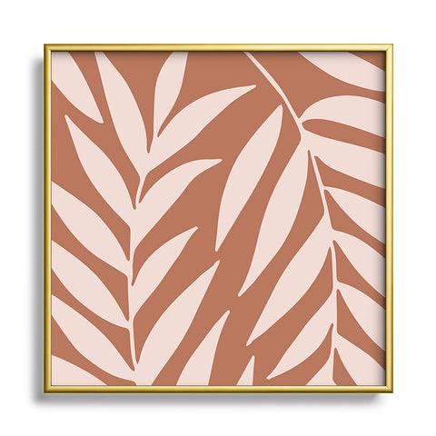 Emanuela Carratoni Pink Palms on Baked Earth Metal Square Framed Art Print