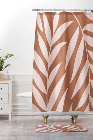 Emanuela Carratoni Pink Palms on Baked Earth Shower Curtain And Mat