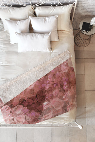 Emanuela Carratoni Pink Quartz Crystals Fleece Throw Blanket