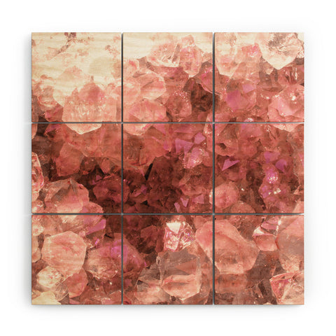 Emanuela Carratoni Pink Quartz Crystals Wood Wall Mural