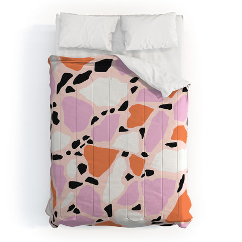 Emanuela Carratoni Pink Shadows Terrazzo Comforter