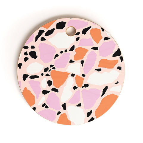 Emanuela Carratoni Pink Shadows Terrazzo Cutting Board Round