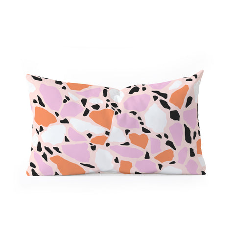 Emanuela Carratoni Pink Shadows Terrazzo Oblong Throw Pillow