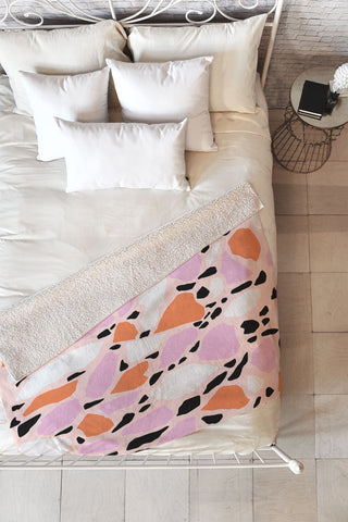 Emanuela Carratoni Pink Shadows Terrazzo Fleece Throw Blanket