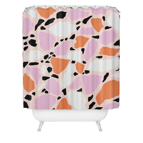Emanuela Carratoni Pink Shadows Terrazzo Shower Curtain