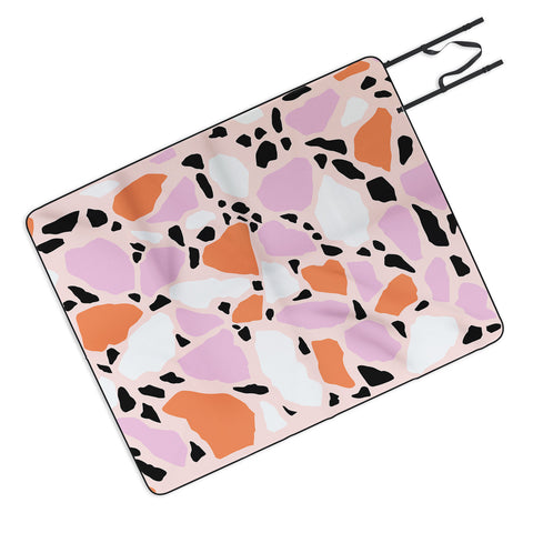 Emanuela Carratoni Pink Shadows Terrazzo Picnic Blanket