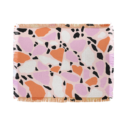 Emanuela Carratoni Pink Shadows Terrazzo Throw Blanket
