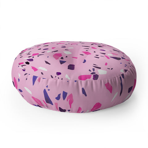 Emanuela Carratoni Pink Terrazzo Style Floor Pillow Round