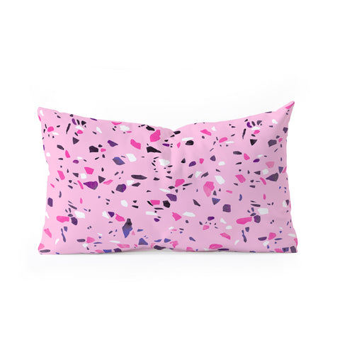 Emanuela Carratoni Pink Terrazzo Style Oblong Throw Pillow