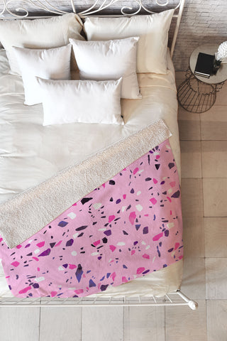 Emanuela Carratoni Pink Terrazzo Style Fleece Throw Blanket