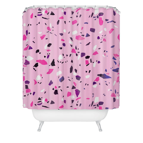 Emanuela Carratoni Pink Terrazzo Style Shower Curtain