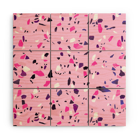 Emanuela Carratoni Pink Terrazzo Style Wood Wall Mural