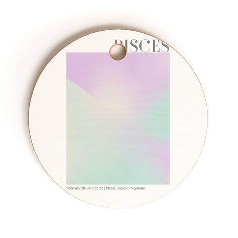 Emanuela Carratoni Pisces Zodiac Sign Gradient Cutting Board Round