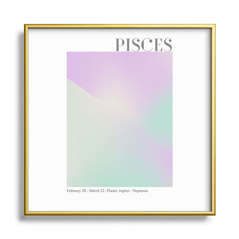 Emanuela Carratoni Pisces Zodiac Sign Gradient Metal Square Framed Art Print
