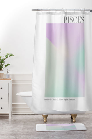 Emanuela Carratoni Pisces Zodiac Sign Gradient Shower Curtain And Mat