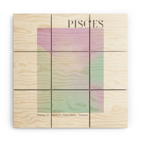 Emanuela Carratoni Pisces Zodiac Sign Gradient Wood Wall Mural
